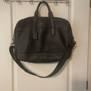 COACH Mens Double zip Soft Leather Briefcase, black